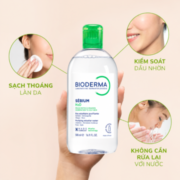 BIODERMA Sébium H2O Micellar Water [ Acne-prone Skin/ Oily Skin] - Nước tẩy trang cho da dầu/mụn/ hỗn hợp (500ml) image 3