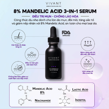 VIVANT 8% Mandelic Acid 3-in-1 Serum - Serum trị mụn, chống lão hoá, cải thiện nền da & sắc tố image 2
